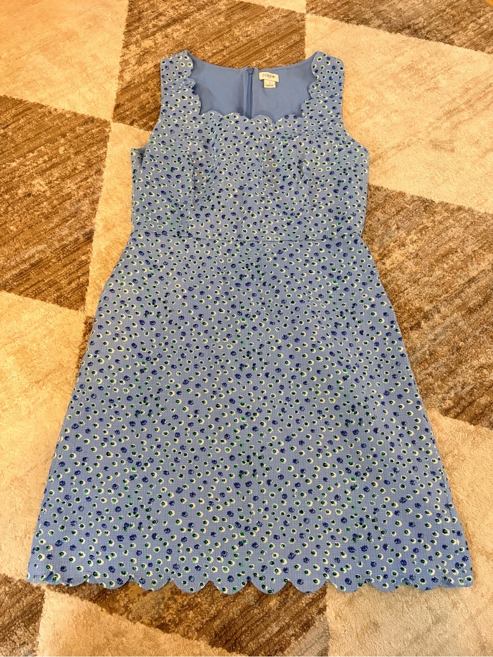 J. Crew Periwinkle Eyelet Scalloped Midi Dress